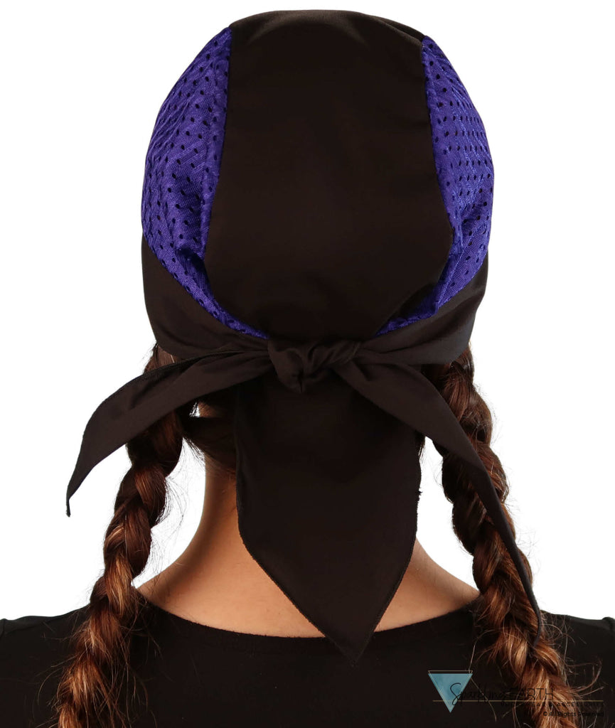 Breathable Cotton Skull Caps with Air Flow Side Panels – Ultimate Comfort - Purple and Black Air Flow (Mesh Sides)
