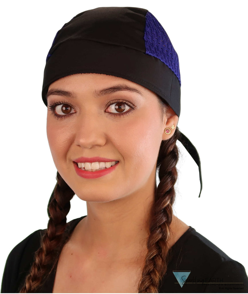 Breathable Cotton Skull Caps with Air Flow Side Panels – Ultimate Comfort - Purple and Black Air Flow (Mesh Sides)