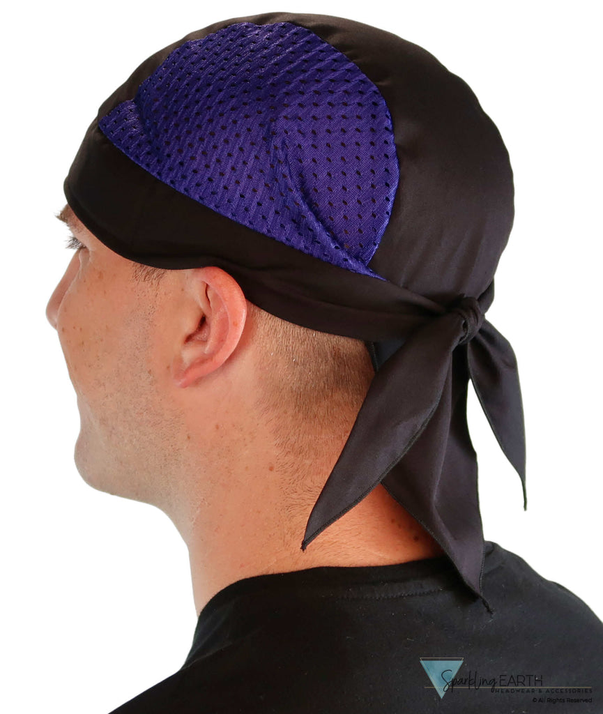 Breathable Cotton Skull Caps with Air Flow Side Panels – Ultimate Comfort - Purple and Black Air Flow (Mesh Sides)