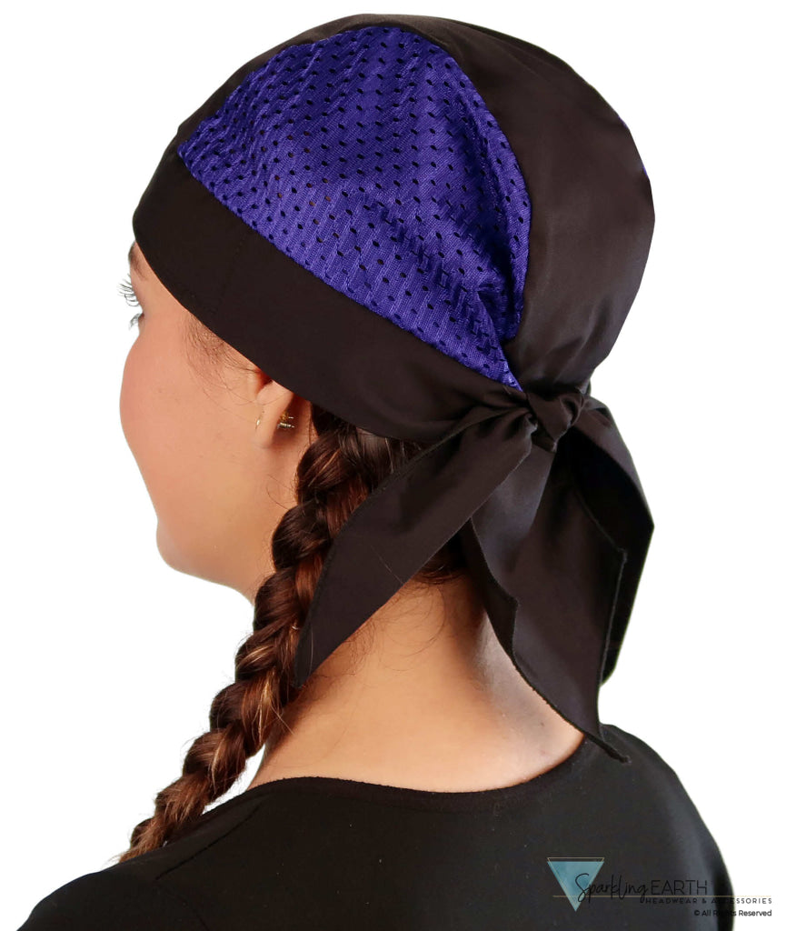 Breathable Cotton Skull Caps with Air Flow Side Panels – Ultimate Comfort - Purple and Black Air Flow (Mesh Sides)