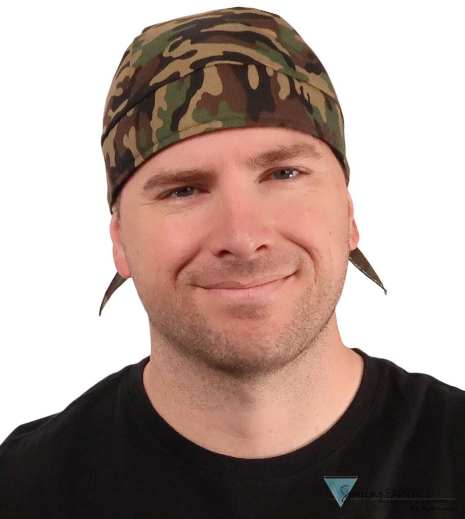 Breathable Cotton Skull Caps - Woodland Camo - Classic Skull Caps - Sparkling EARTH