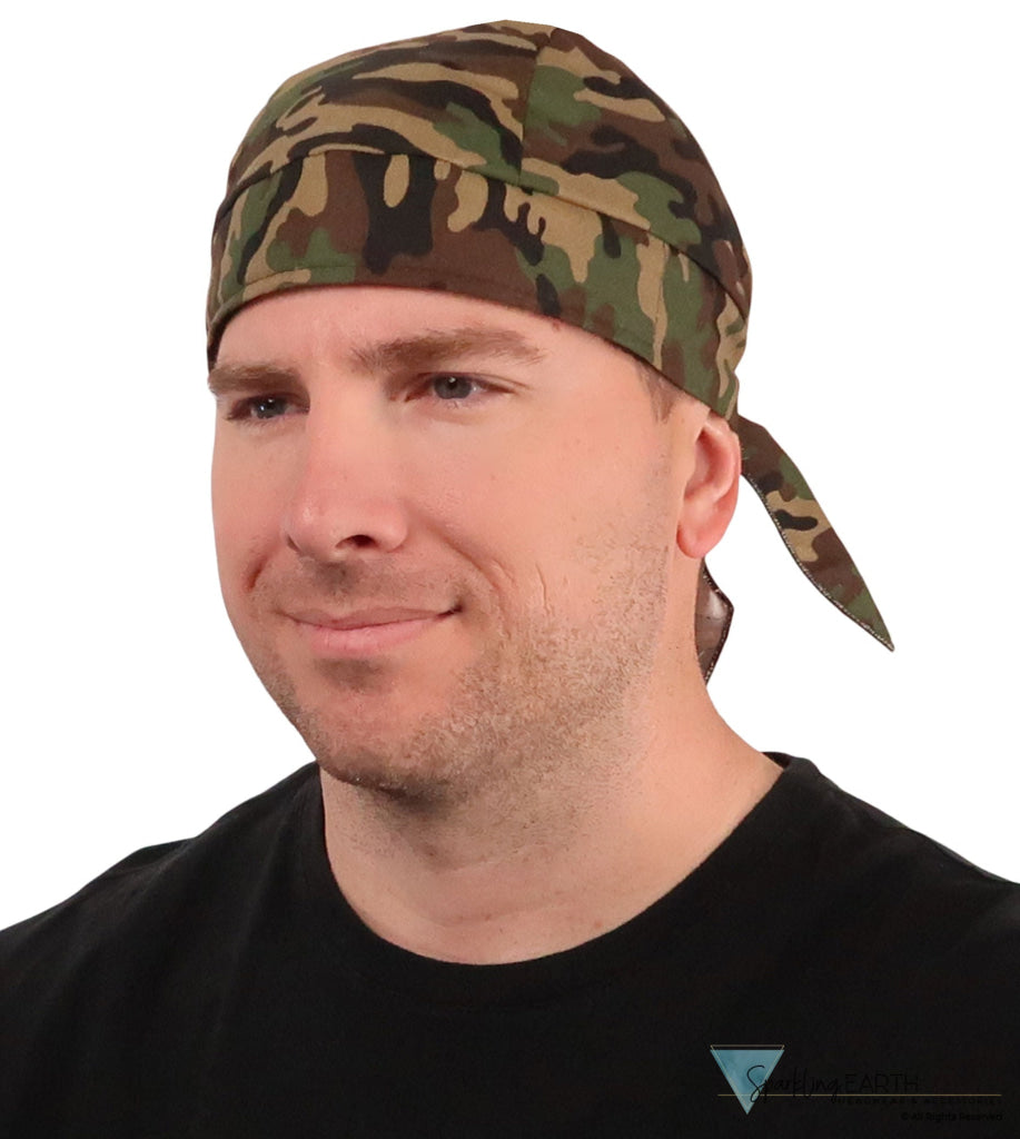 Breathable Cotton Skull Caps - Woodland Camo - Classic Skull Caps - Sparkling EARTH