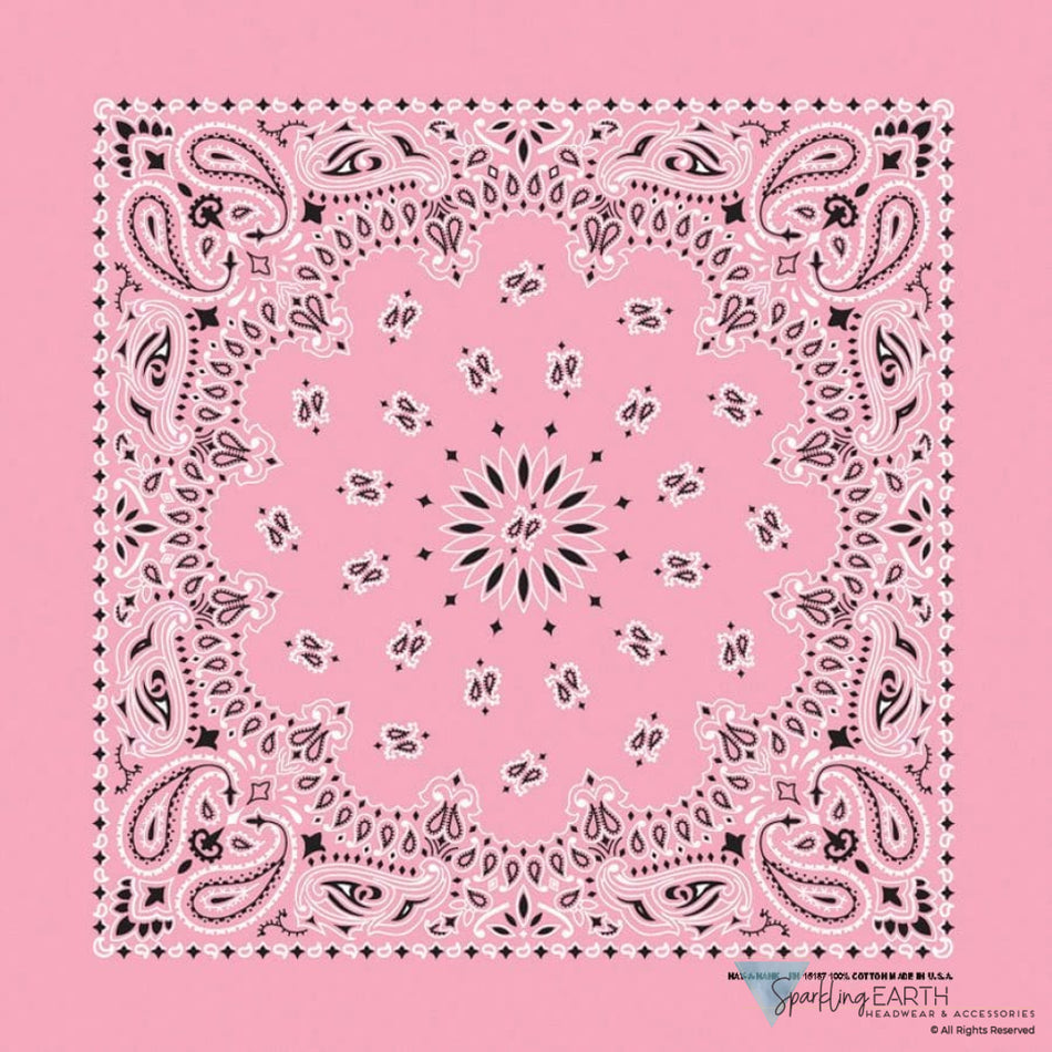 Bandana - Pink Paisley 22"x22" - Bandanas - Sparkling EARTH