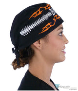 Classic Cotton Surgical Scrub Cap - American-Made with Sweatband - Bones on Black Surgical Scrub Caps