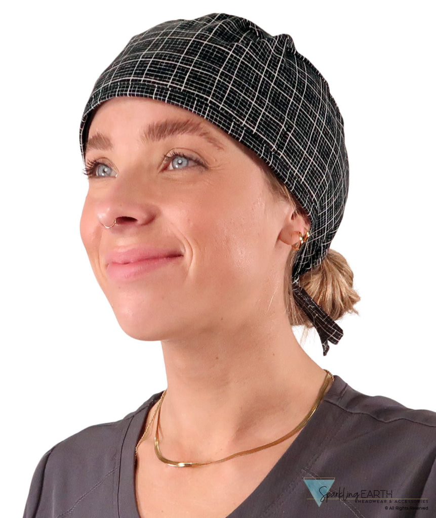 Classic Cotton Surgical Scrub Cap American-Made with Sweatband - Check Mate Surgical Scrub Caps