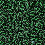 Classic Cotton Surgical Scrub Cap - American-Made with Sweatband - Dancing Skeletons with Black Ties (Glow In The Dark)