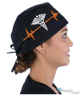 Classic Cotton Surgical Scrub Cap - American-Made with Sweatband - EKG Signal & Medical Sign Surgical Scrub Caps
