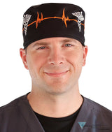 Classic Cotton Surgical Scrub Cap - American-Made with Sweatband - EKG Signal & Medical Sign Surgical Scrub Caps
