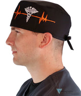 Classic Cotton Surgical Scrub Cap - American-Made with Sweatband - EKG Signal & Medical Sign Surgical Scrub Caps