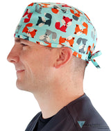 Classic Cotton Surgical Scrub Cap - American-Made with Sweatband - Friendly Foxes - Surgical Scrub Caps - Sparkling EARTH