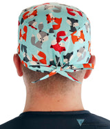 Classic Cotton Surgical Scrub Cap - American-Made with Sweatband - Friendly Foxes - Surgical Scrub Caps - Sparkling EARTH