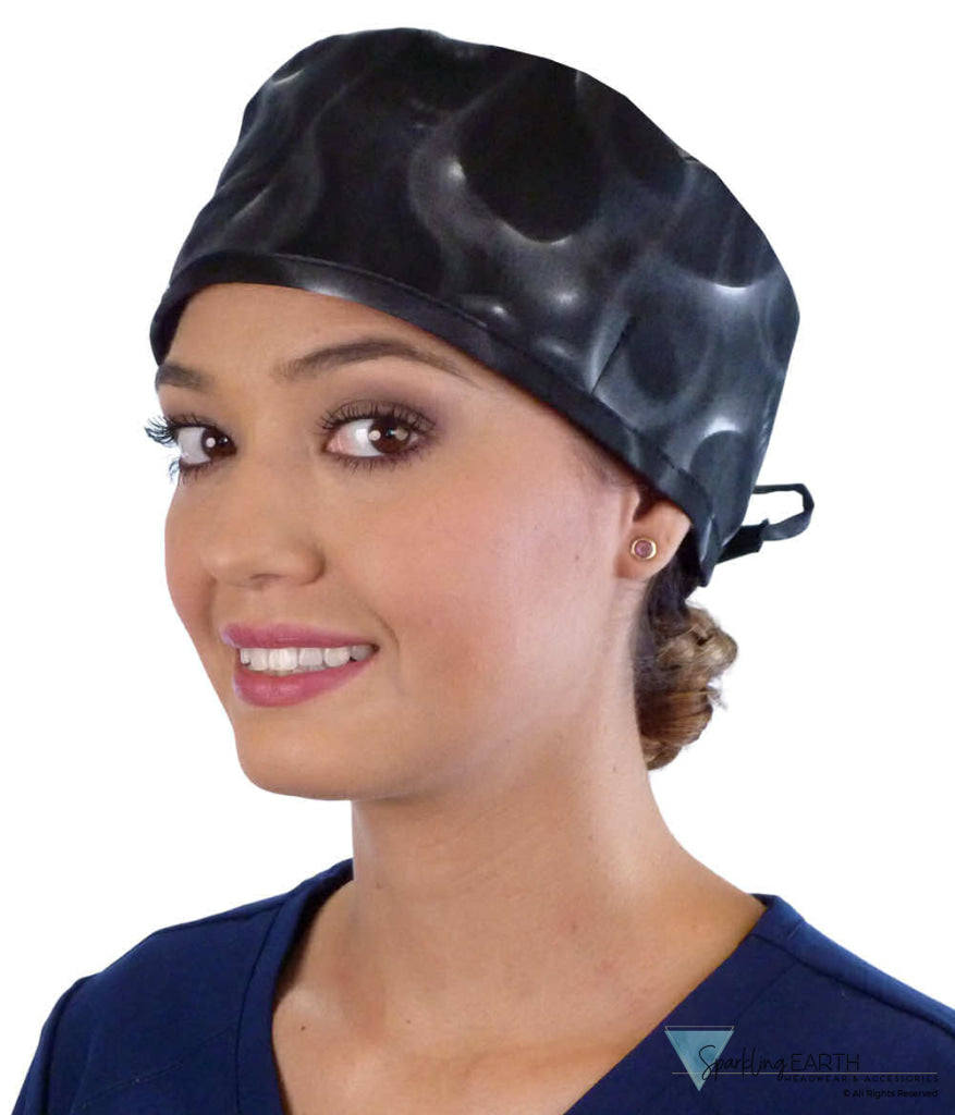 Surgical Cap - Ghost Skulls on Black - Surgical Scrub Caps - Sparkling EARTH