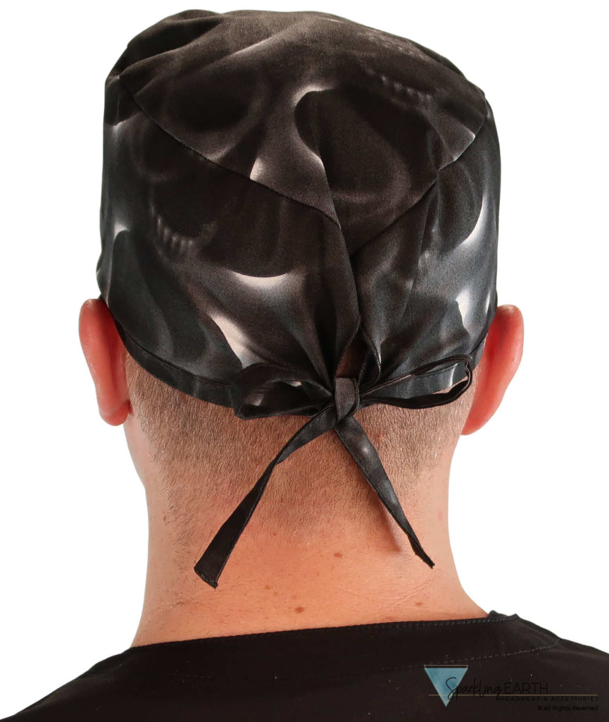 Surgical Cap - Ghost Skulls on Black - Surgical Scrub Caps - Sparkling EARTH