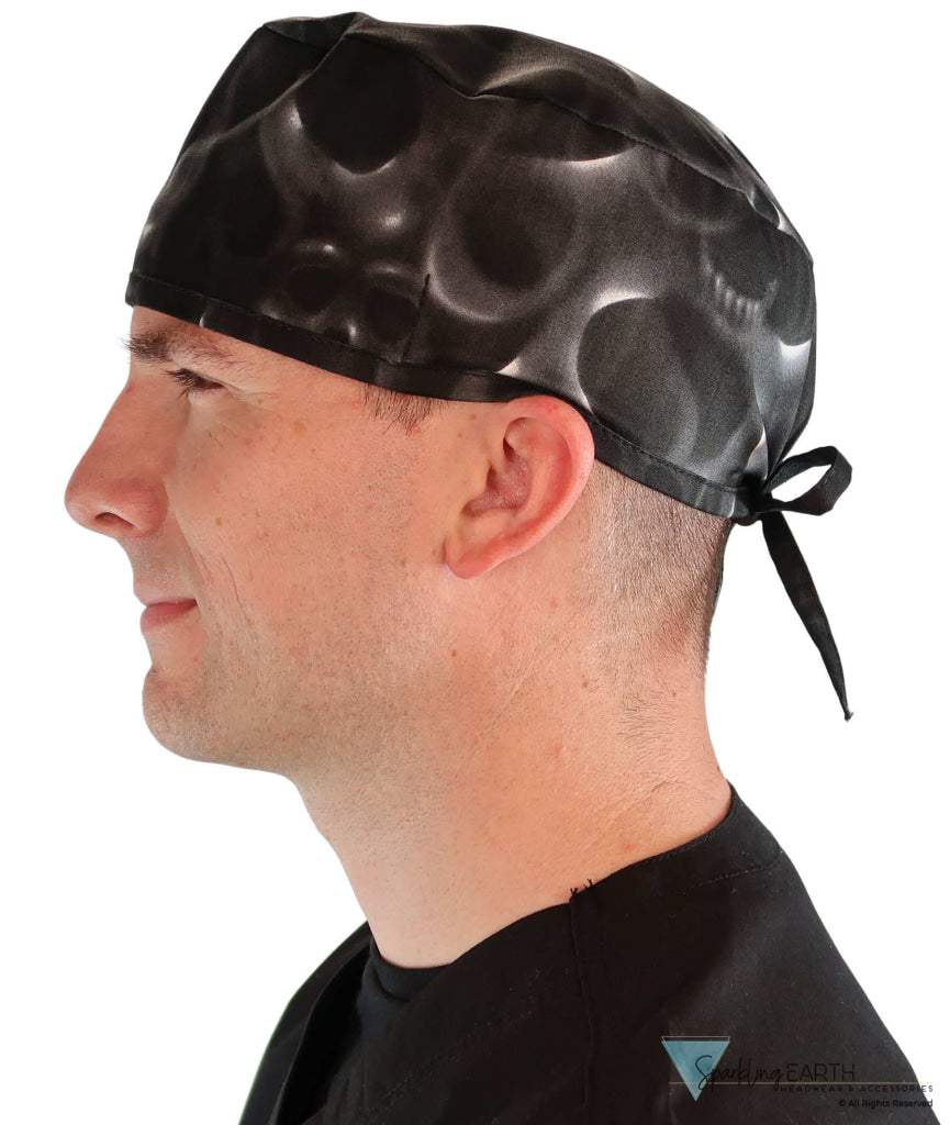 Surgical Cap - Ghost Skulls on Black - Surgical Scrub Caps - Sparkling EARTH