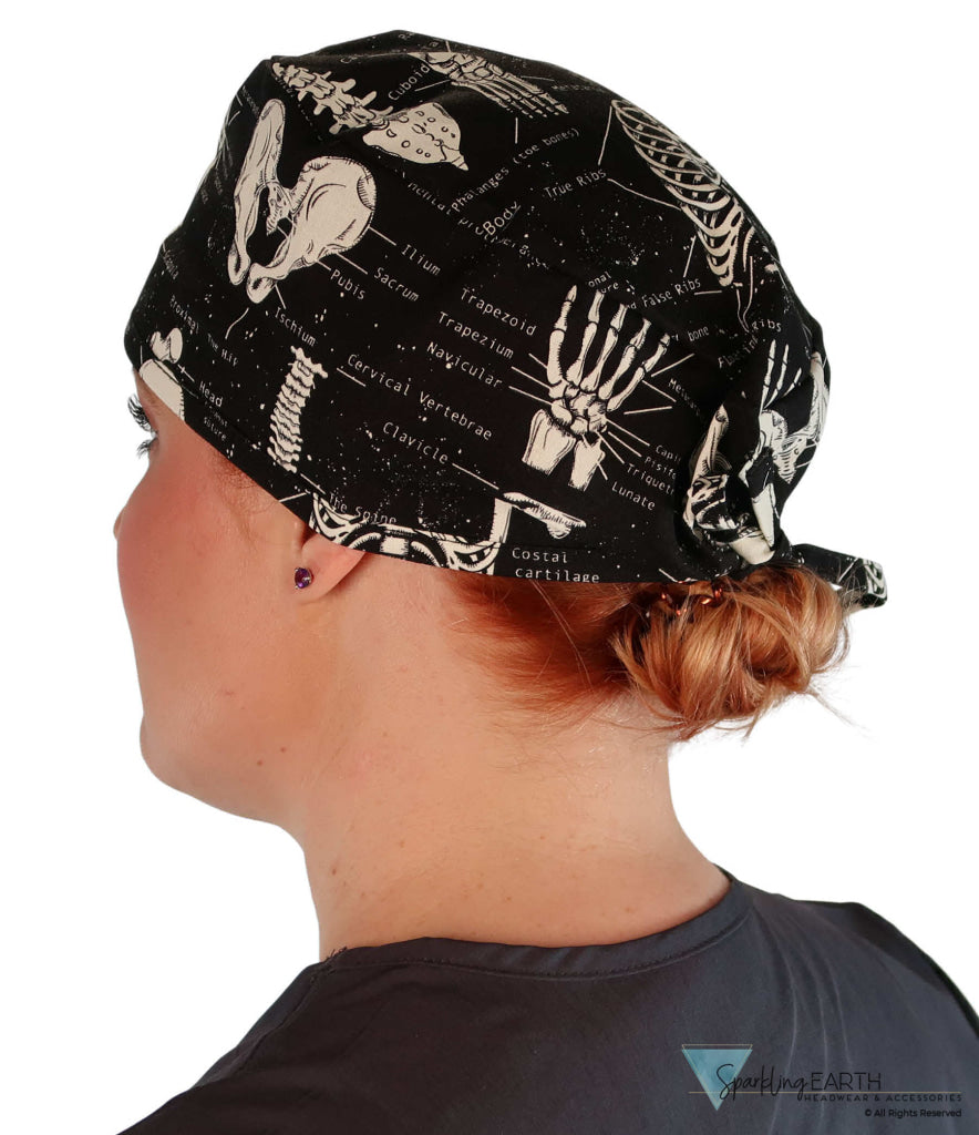 Classic Cotton Surgical Scrub Cap American Made with Sweatband Human Body Skeleton (Glow in the Dark) Surgical Scrub