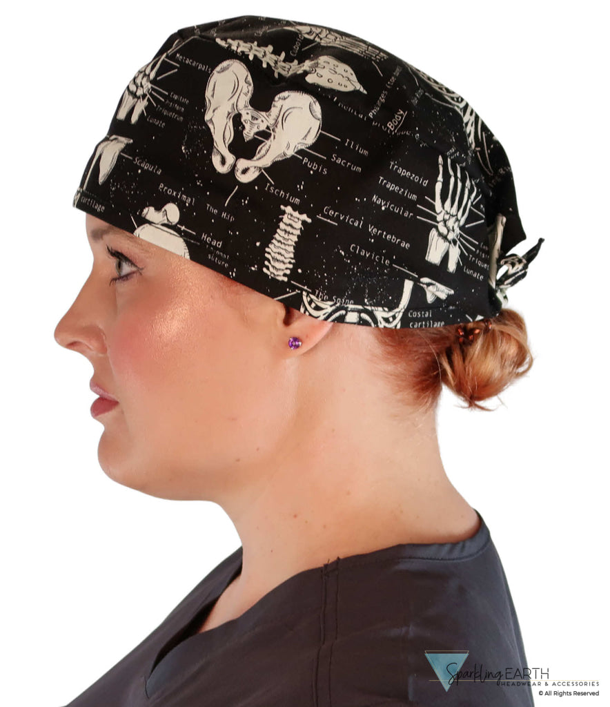 Classic Cotton Surgical Scrub Cap American-Made with Sweatband - Human Body Skeleton (Glow in the Dark) Surgical Scrub