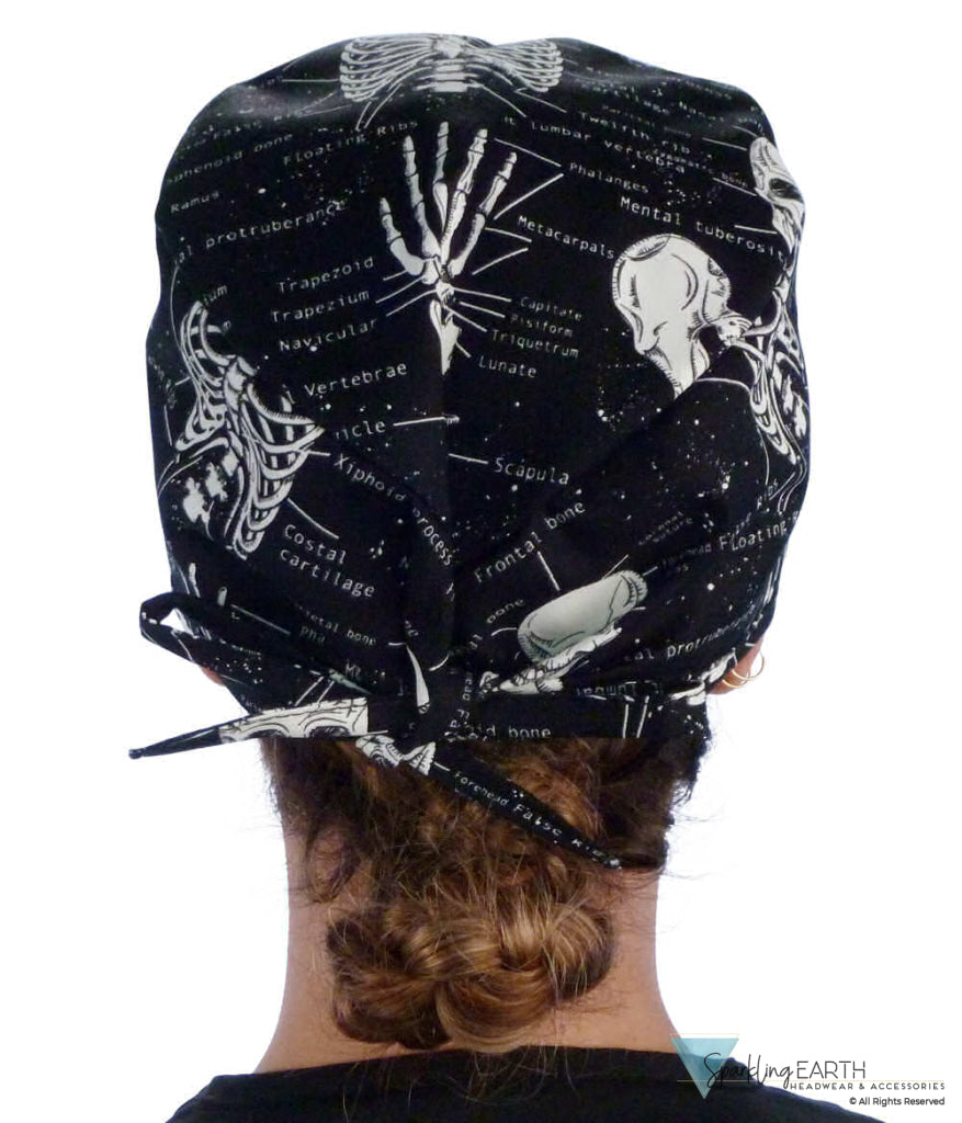 Classic Cotton Surgical Scrub Cap American Made with Sweatband Human Body Skeleton (Glow in the Dark) Surgical Scrub