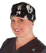 Classic Cotton Surgical Scrub Cap - American-Made with Sweatband - Human Body Skeleton  (Glow in the Dark) - Surgical Scrub Caps - Sparkling EARTH