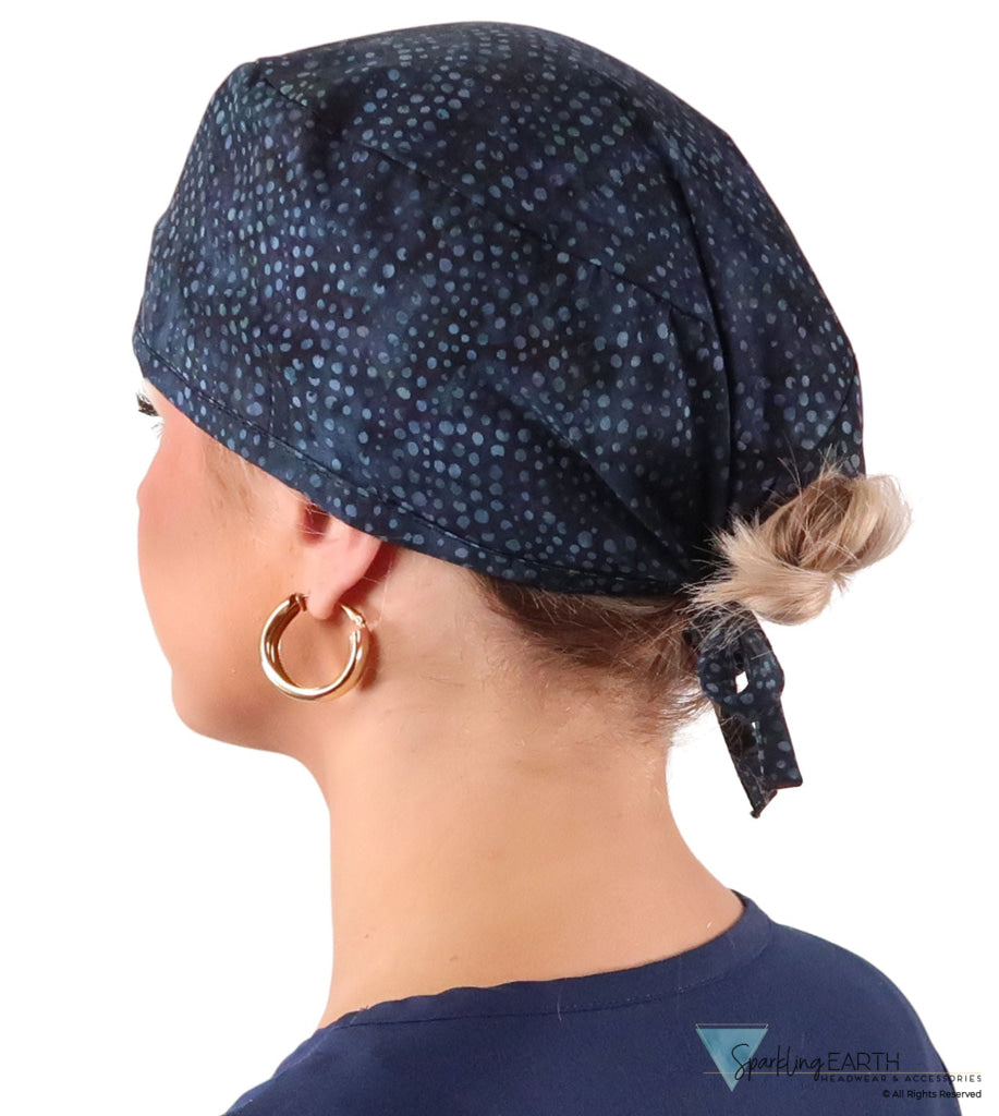 Classic Cotton Surgical Scrub Cap - American-Made with Sweatband - Midnight Navy Batik Surgical Scrub Caps