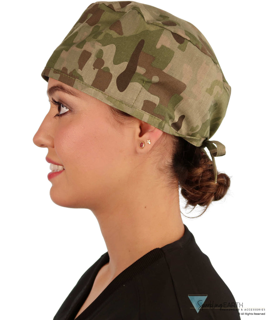Classic Cotton Surgical Scrub Cap American Made with Sweatband Multi Camo Surgical Scrub Caps
