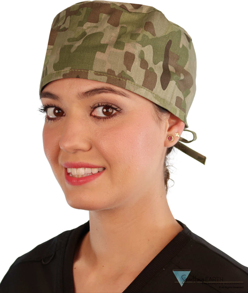 Classic Cotton Surgical Scrub Cap American Made with Sweatband Multi Camo Surgical Scrub Caps