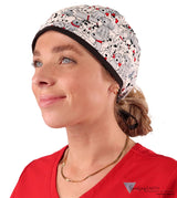 Classic Cotton Surgical Scrub Cap American-Made with Sweatband - Playful Puppies with Black Ties Surgical Scrub Caps