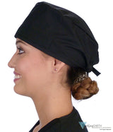 Classic Cotton Surgical Scrub Cap - American-Made with Sweatband - Solid Black SALE-Fall-2025