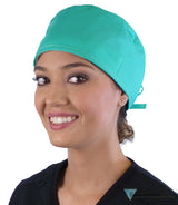 Classic Cotton Surgical Scrub Cap - American-Made with Sweatband - Solid Scrub Green SALE-Fall-2025