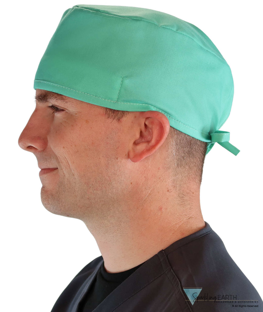 Classic Cotton Surgical Scrub Cap American Made with Sweatband Solid Scrub Green Surgical Scrub Caps