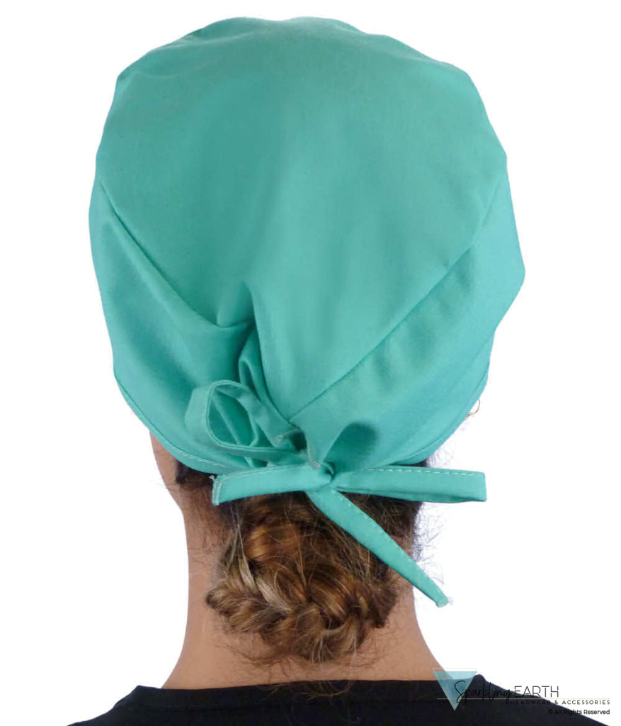 Classic Cotton Surgical Scrub Cap American Made with Sweatband Solid Scrub Green Surgical Scrub Caps