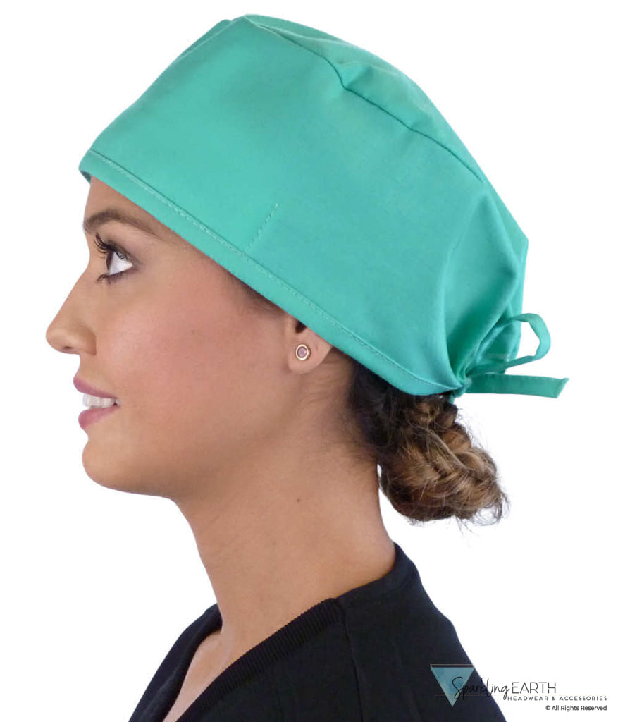 Classic Cotton Surgical Scrub Cap American Made with Sweatband Solid Scrub Green Surgical Scrub Caps