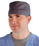 Classic Cotton Surgical Scrub Cap - American-Made with Sweatband - Solid Grey SALE-Fall-2025
