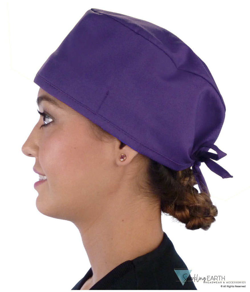 Classic Cotton Surgical Scrub Cap American Made with Sweatband Solid Purple Surgical Scrub Caps
