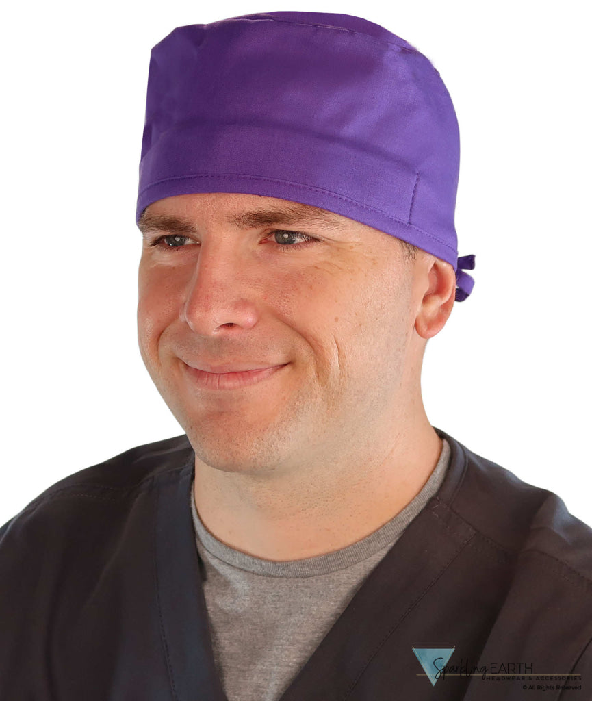 Classic Cotton Surgical Scrub Cap American Made with Sweatband Solid Purple Surgical Scrub Caps