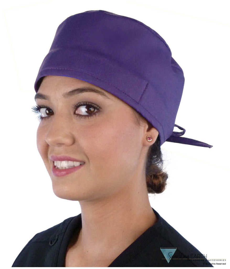 Classic Cotton Surgical Scrub Cap American Made with Sweatband Solid Purple Surgical Scrub Caps