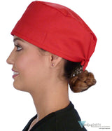 Classic Cotton Surgical Scrub Cap - American-Made with Sweatband  - Solid Red - Surgical Scrub Caps - Sparkling EARTH
