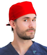 Classic Cotton Surgical Scrub Cap - American-Made with Sweatband  - Solid Red - Surgical Scrub Caps - Sparkling EARTH