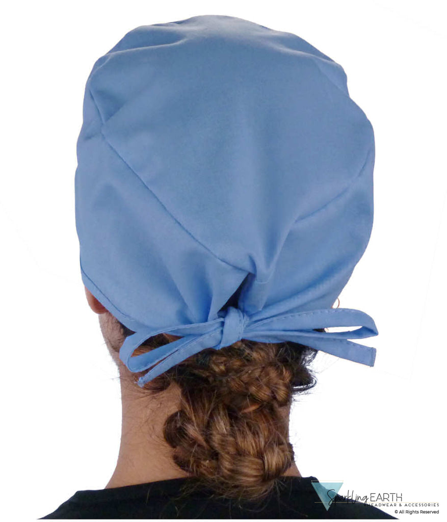 Classic Cotton Surgical Scrub Cap American Made with Sweatband Solid Sky Blue Surgical Scrub Caps