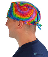 Classic Cotton Surgical Scrub Cap - Tie Dye Mens Side View