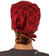 Classic Cotton Surgical Scrub Cap - American-Made with Sweatband - Winter Plaid SALE-Fall-2025