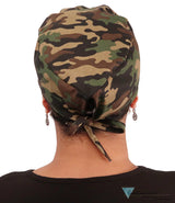 Classic Cotton Surgical Scrub Cap - American-Made with Sweatband - Woodland Camo Surgical Scrub Caps