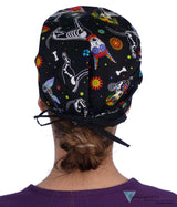 Classic Cotton Surgical Scrub Cap - American-Made with Sweatband - X-Ray Dogs with Black Ties Surgical Scrub Caps