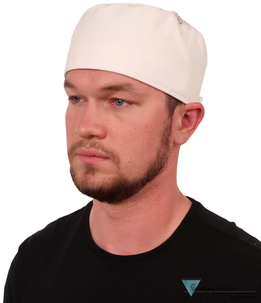 Chef's Beanie Hook & Loop - White Airflow Mesh with sweatband - Chef's Caps - Sparkling EARTH