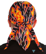 Deluxe Extra Deep Skull Cap – Terry Sweatband Adjustable Fit - Made in USA - Hot Rod Flames Deluxe Skull Caps
