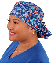 Banded Bouffant Surgical Scrub Cap - All American Butterflies - Banded Bouffant Surgical Scrub Caps - Sparkling EARTH