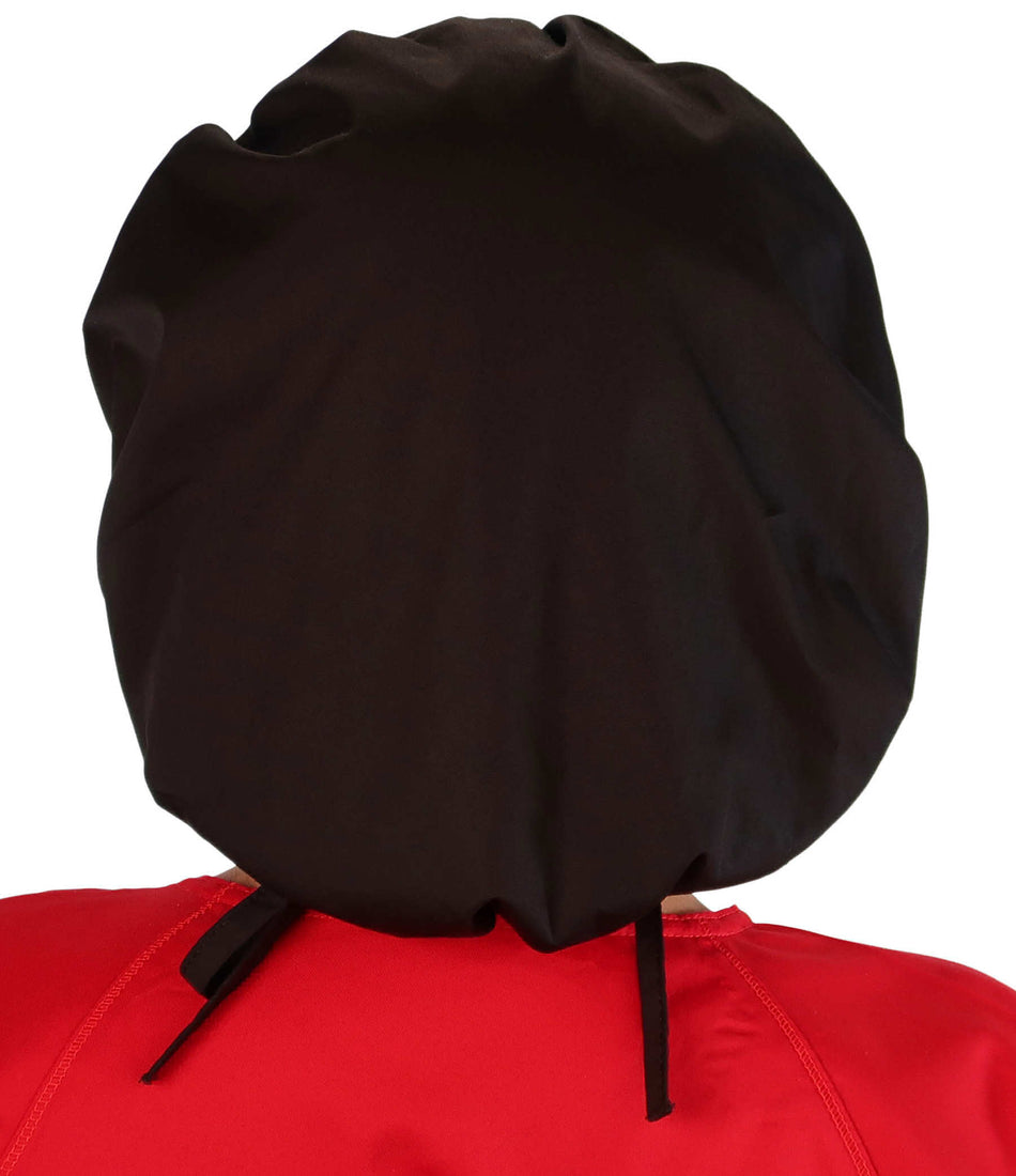 Embellished Banded Bouffant Ponytail Scrub Cap - American Made - Black Banded Bouffant with Heart Stethoscope Patch - Banded Bouffant Surgical Scrub Caps - Sparkling EARTH