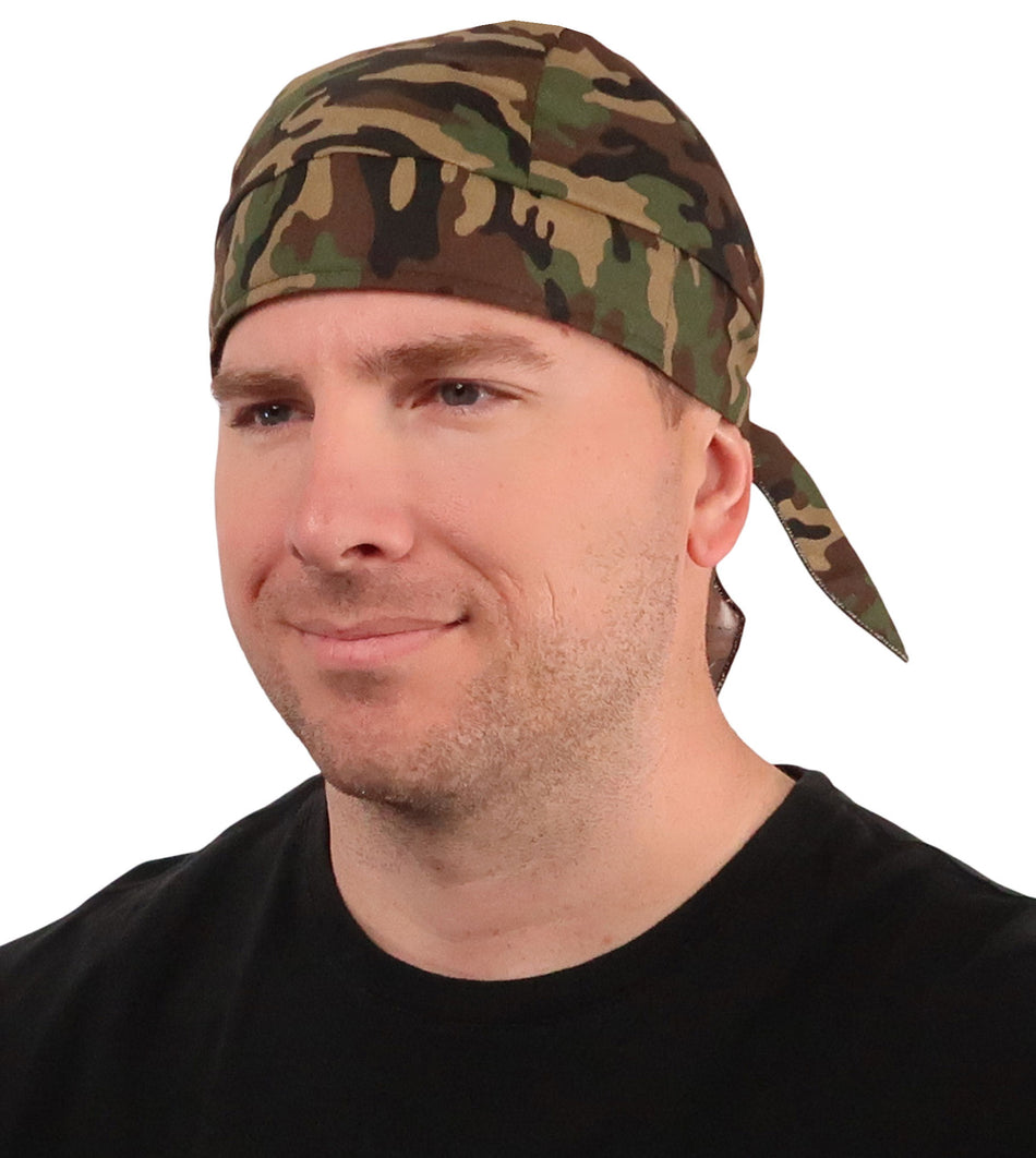 Breathable Cotton Skull Caps - Woodland Camo - Classic Skull Caps - Sparkling EARTH