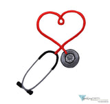 Embellished Banded Bouffant Ponytail Scrub Cap - American Made - Royal Blue Banded Bouffant with Heart Stethoscope