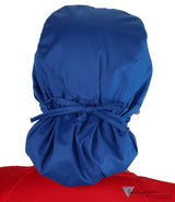 Embellished Big Hair Ponytail Scrub Cap for Long Hair - Made in USA - Royal Big Hair with Heart Stethoscope Patch Big