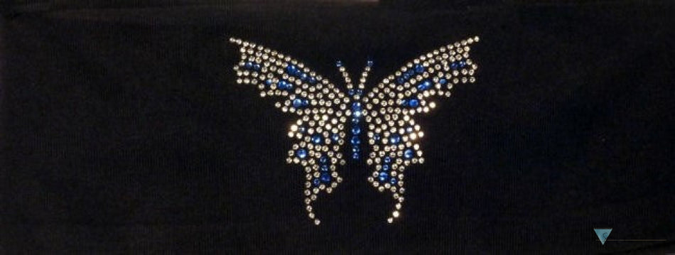 Embellished Reversible Stretch Headband – Stylish Comfortable & USA-Made - Black Headband with Large Blue & Silver